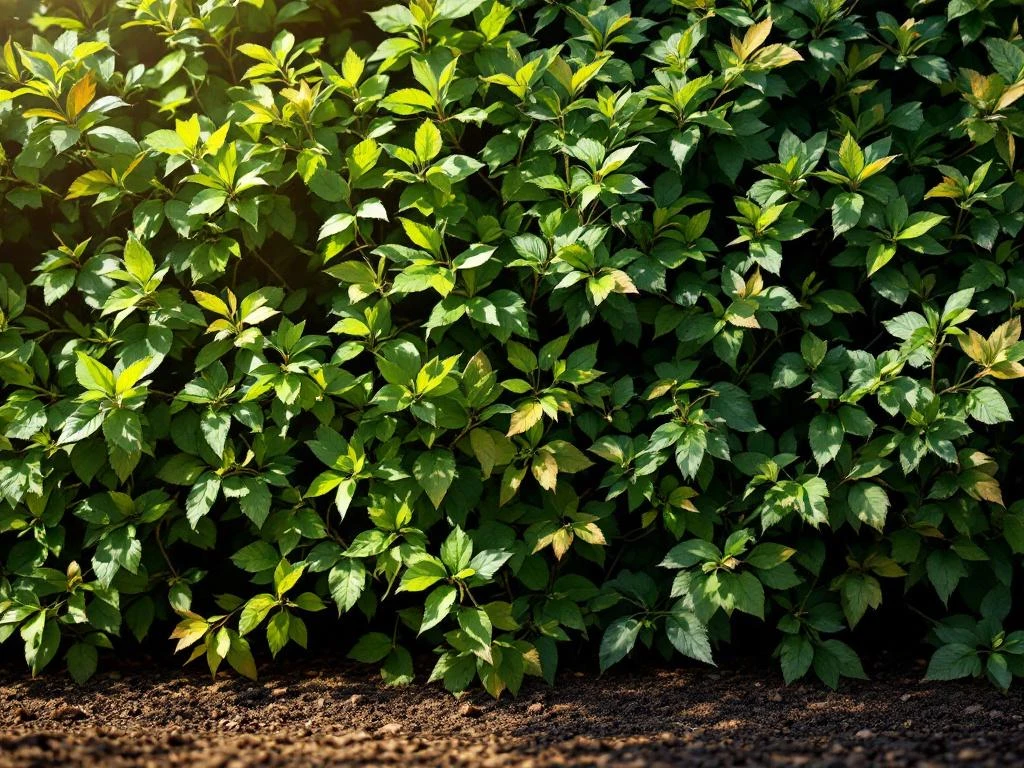 Haagbeukhaag met gezonde groene bladeren aan ene kant en verdorde bruine bladeren door droogte aan andere kant